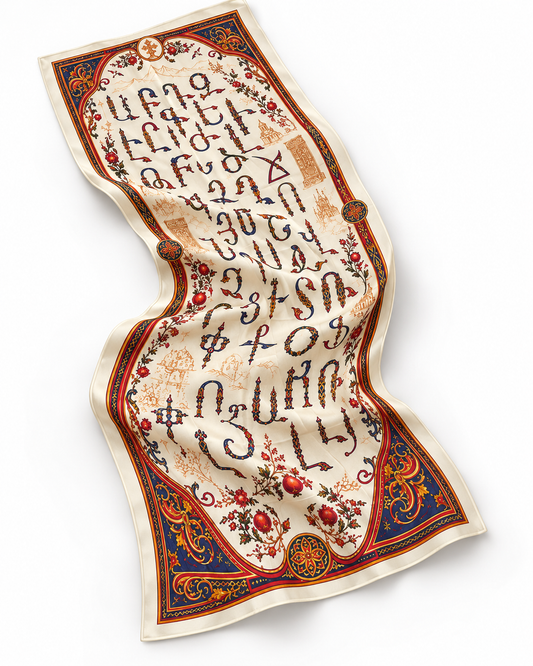 Armenian Alphabet Heritage – Silk Chiffon Scarf