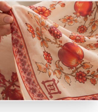 Pomegranate Garden – Armenian Heritage Silk Chiffon Scarf