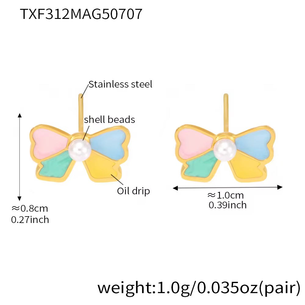 Pastel Bow Stud Earrings