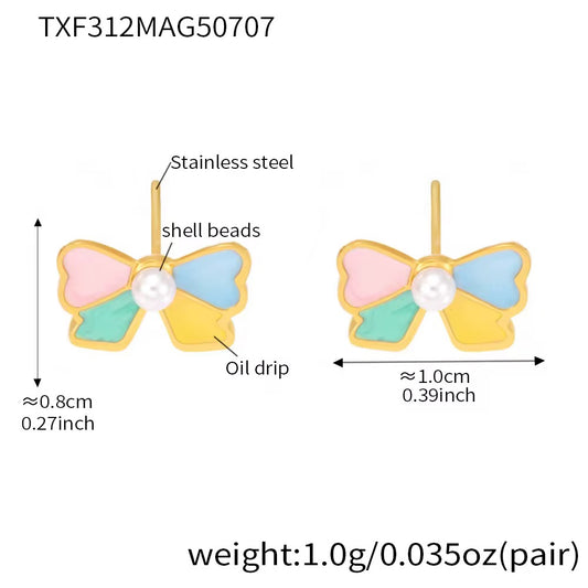 Pastel Bow Stud Earrings