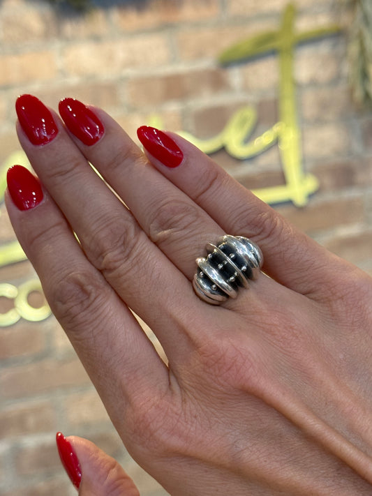 Sculpted Coil Silver Ring