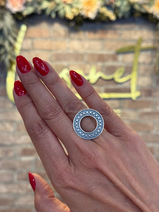 Geometric Circle Silver Ring