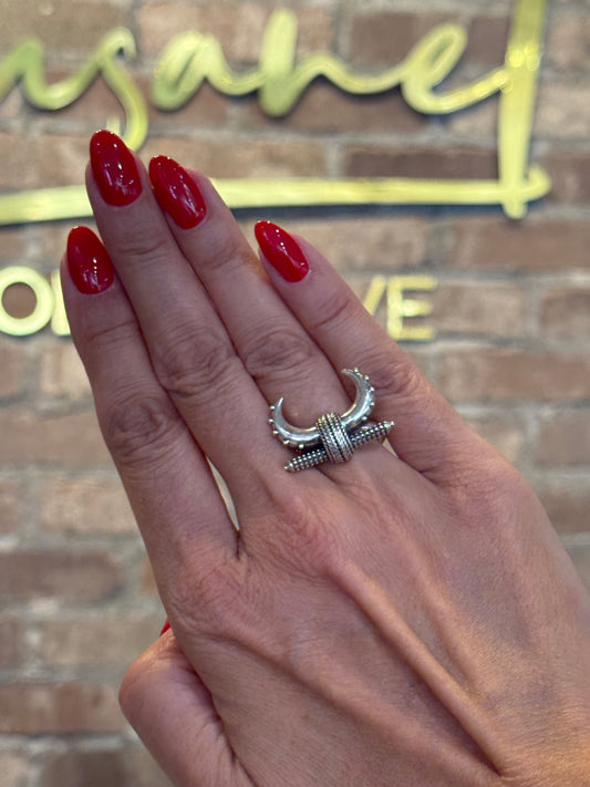 Silver Crescent Warrior Ring