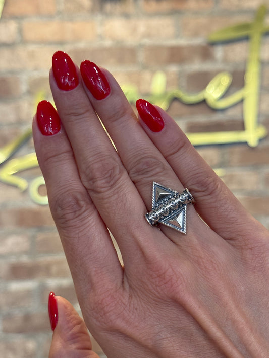 Geometric Triangle Silver Ring