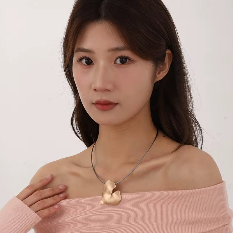 Modern Floating Heart Statement Necklace