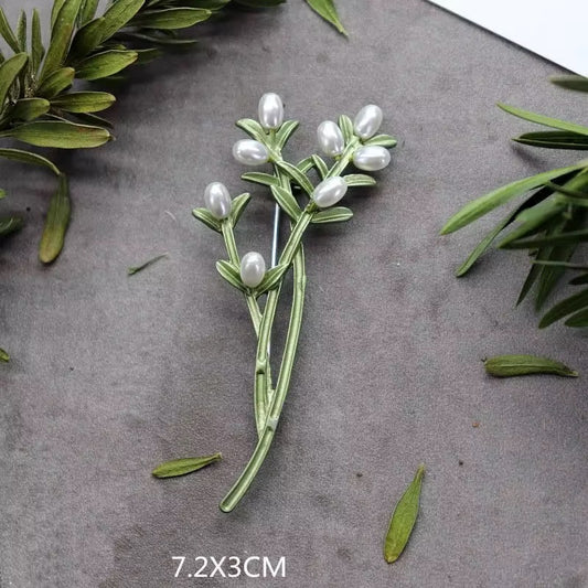 Pearl Olive Branch Brooch Pin