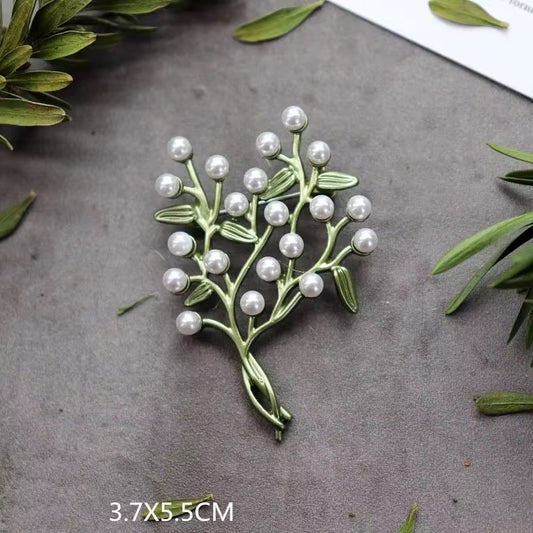 Pearl Botanical Branch Brooch Pin