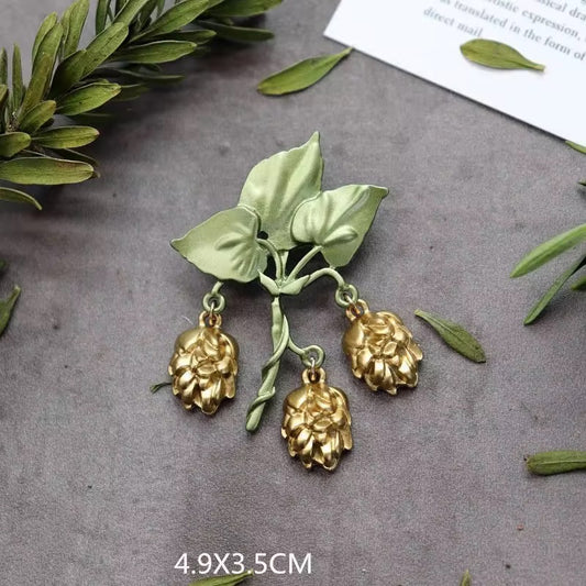 Golden Bellflower Botanical Brooch Pin