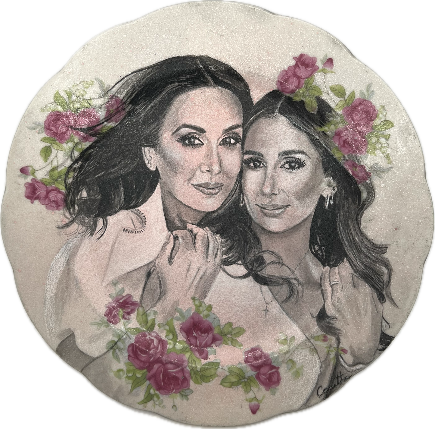 Cherished Forever-Custom Hand-Painted Portrait on Antique Ceramic Plate