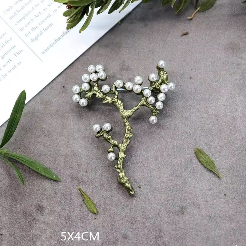 Pearl Blossom Branch Brooch Pin