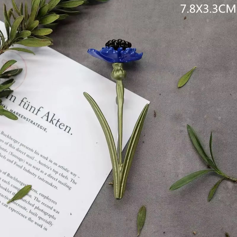 Blue Wildflower Botanical Brooch Pin