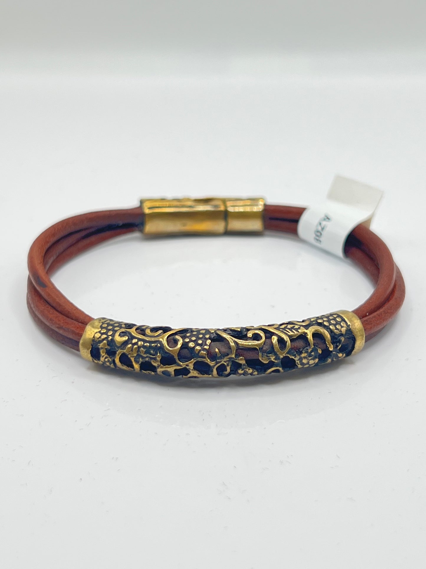 Grapevine Brass & Leather Bracelet