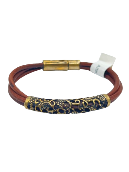 Grapevine Brass & Leather Bracelet