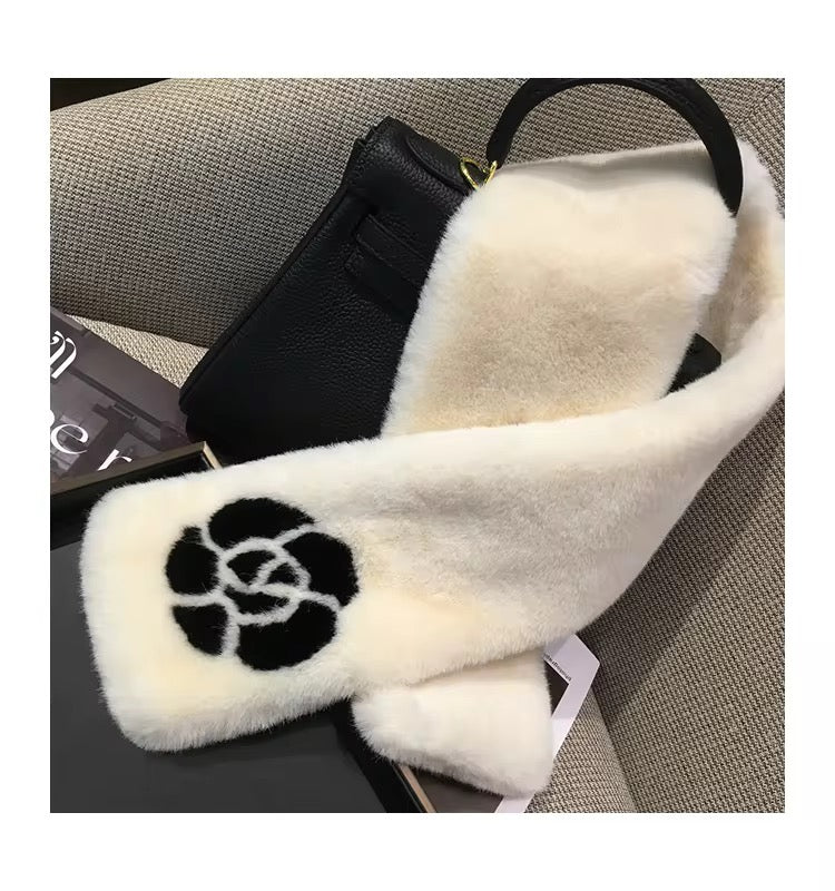 Luxury Faux Fur Floral Scarf