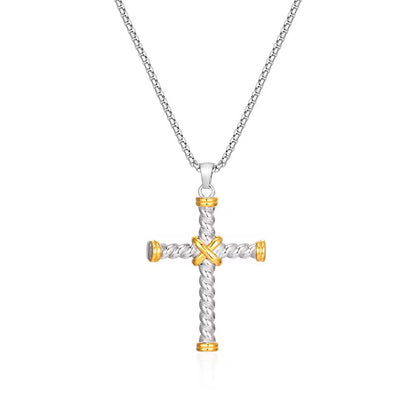 Twisted Rope Cross Necklace