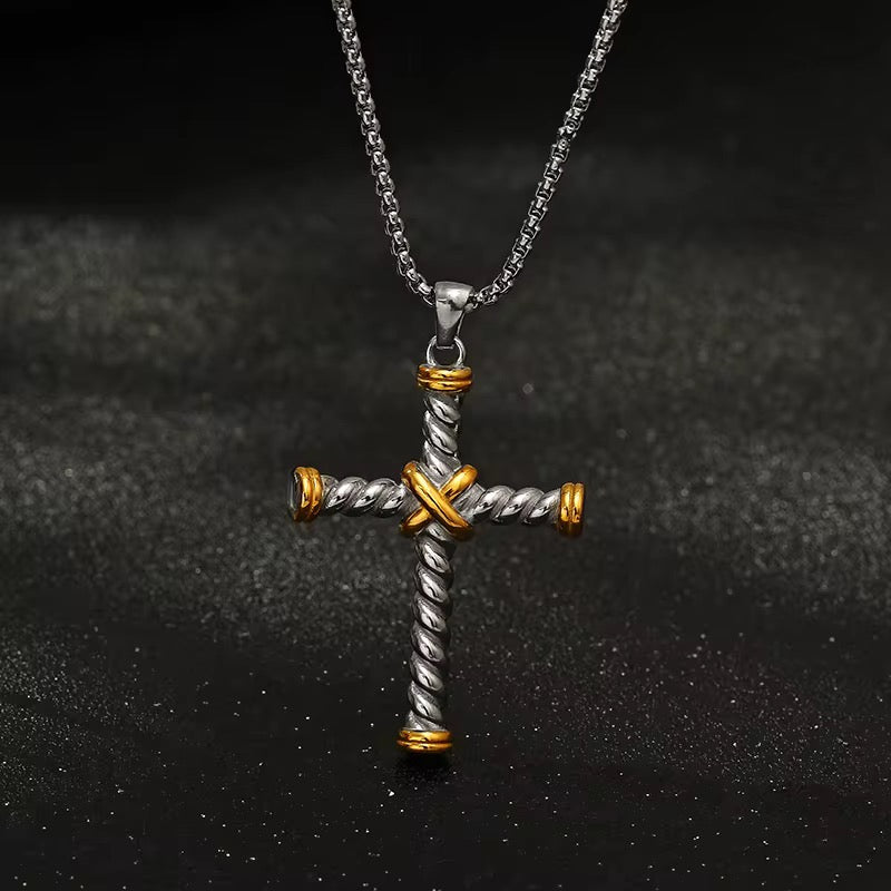Twisted Rope Cross Necklace