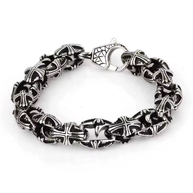 Mens metal cross chain bracelet