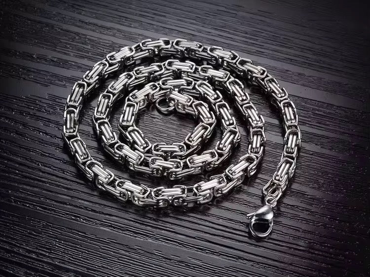 Silver double chain necklace