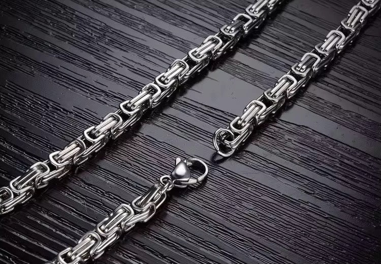Silver double chain necklace