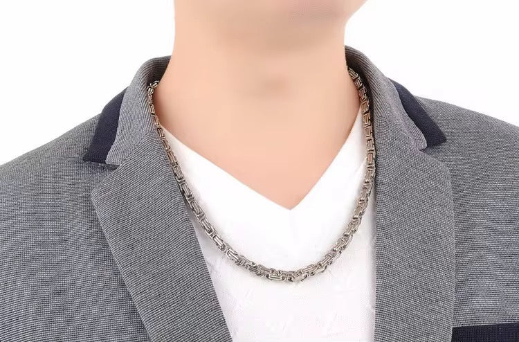 Silver double chain necklace