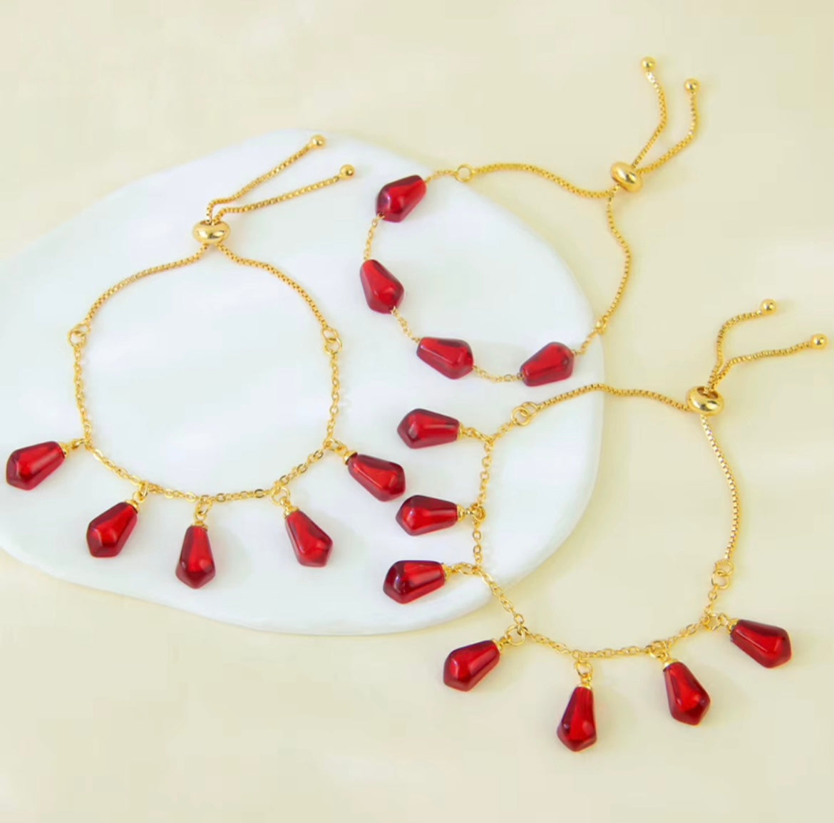 Red Pomegranate Drop Bracelet
