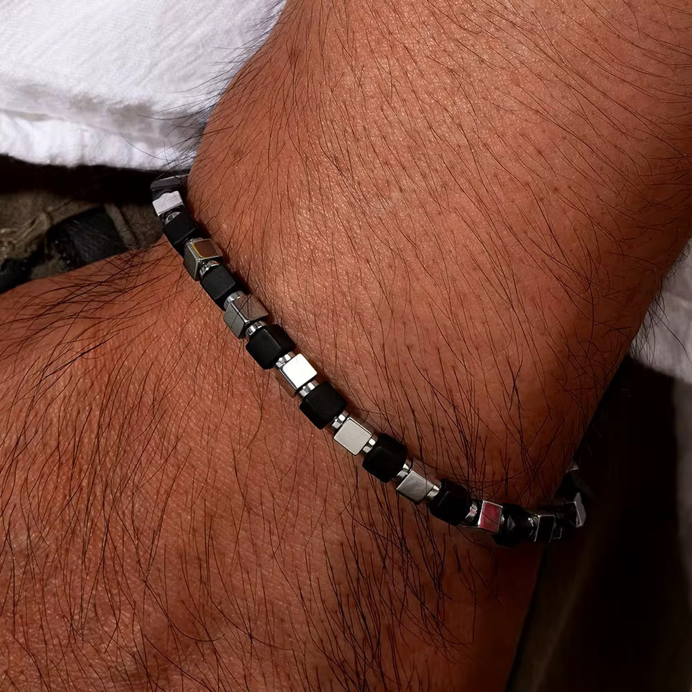 Mens metal beaded bracelet