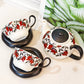 Pomegranate Garden Ceramic Tea Set – Teapot & Cups