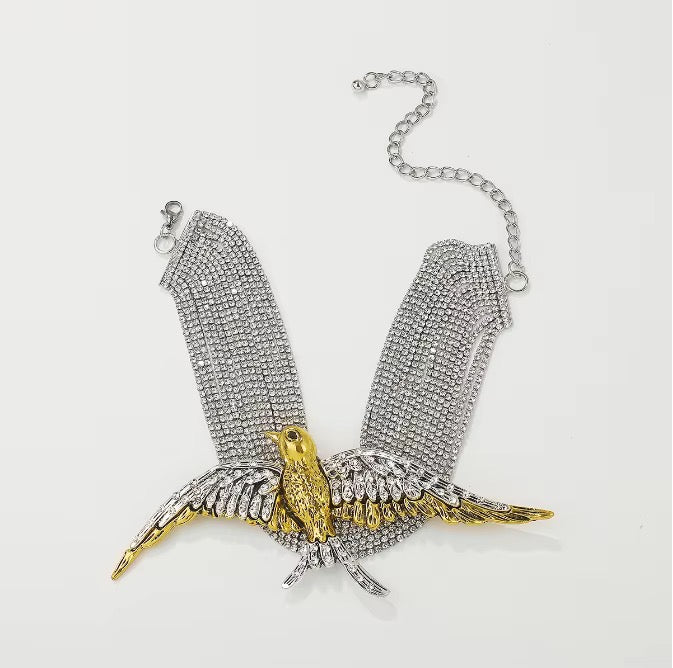 Golden Bird Crystal Statement Choker