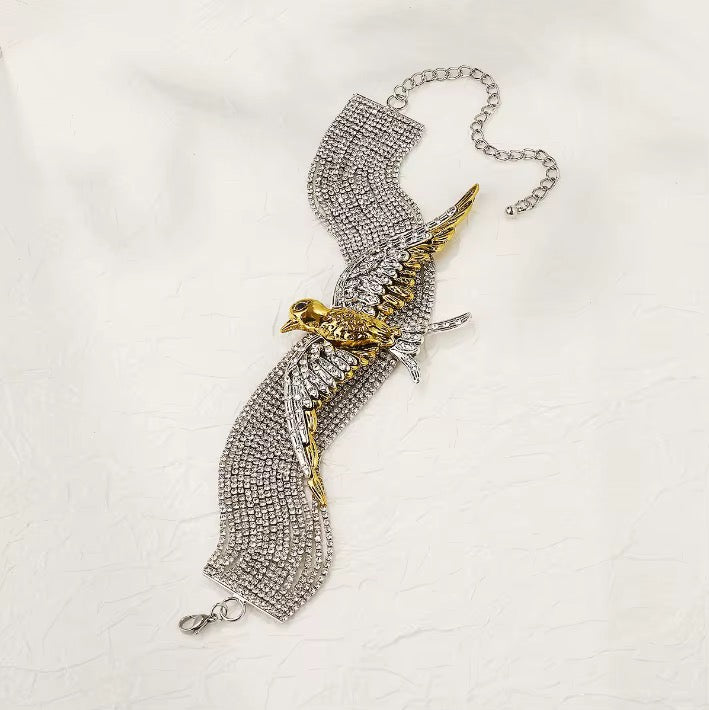 Golden Bird Crystal Statement Choker