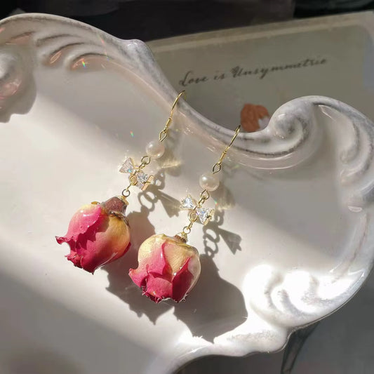 Real Rose Earrings