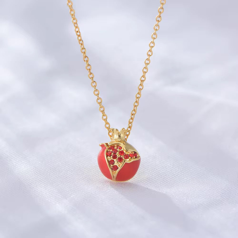 Tiny Red Pomegranate Necklace