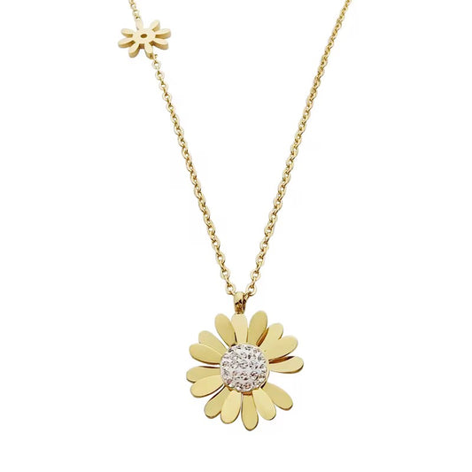 Gold Diamond Daisy Necklace