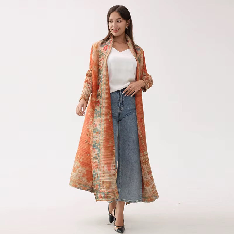 Heritage Antique Rug-Inspired Belted Kaftan Robe — Terracotta