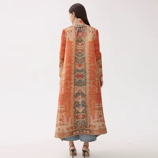 Heritage Antique Rug-Inspired Belted Kaftan Robe — Terracotta