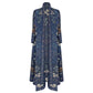 Heritage Antique Rug-Inspired Belted Kaftan Robe — Midnight Blue