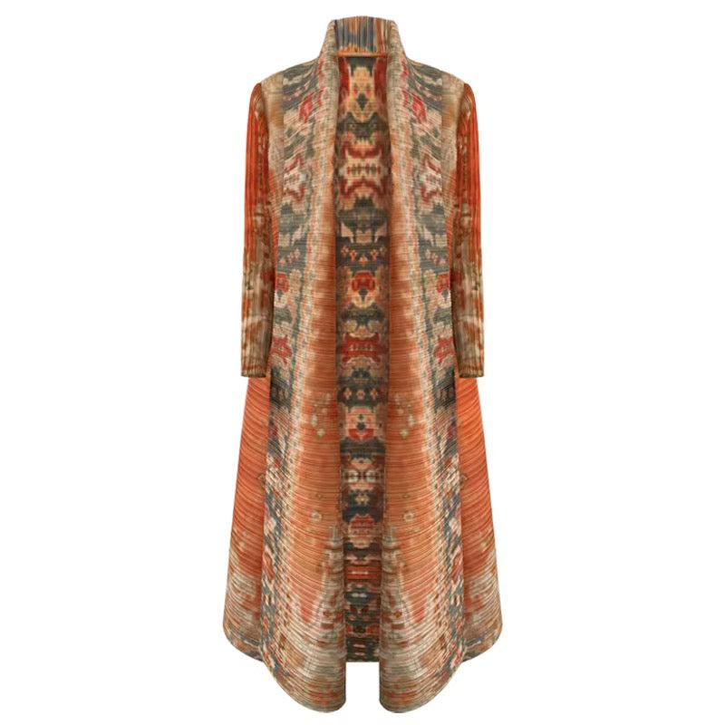 Heritage Antique Rug-Inspired Belted Kaftan Robe — Terracotta