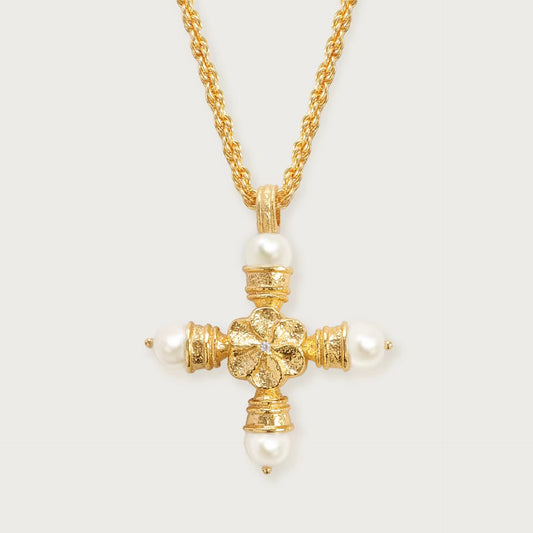 Pearl & Eternity cross Necklace