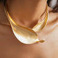 Sculptural Double Leaf Statement Collar Necklace