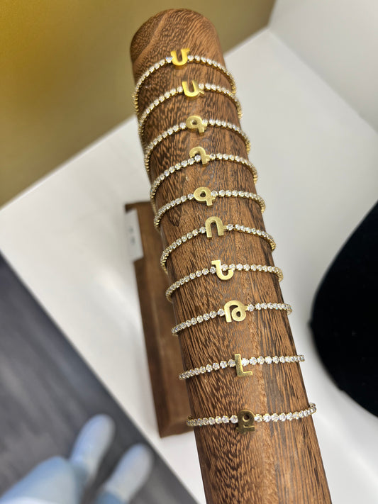 Armenian Initials Tennis Bracelets in Gold