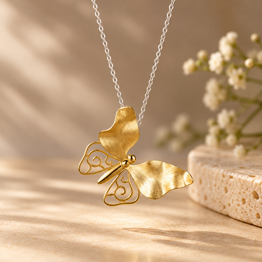 Sculpted Butterfly Pendant Necklace