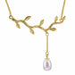Golden Branch Pearl-Effect Drop Necklace