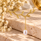 Golden Branch Pearl-Effect Drop Necklace