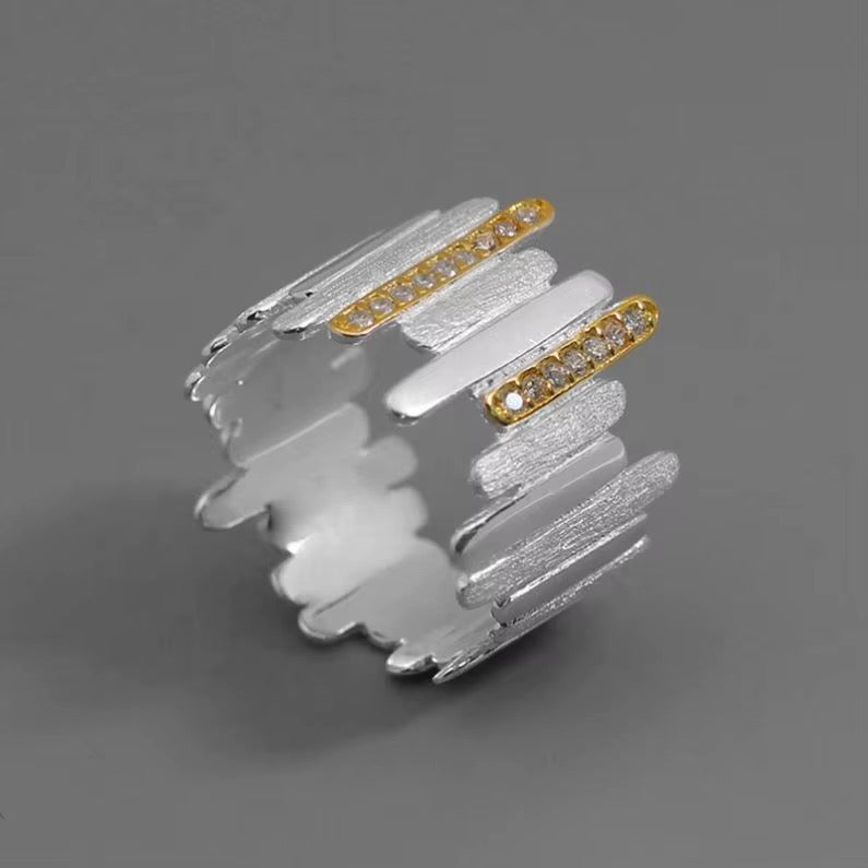 Two-Tone Geometric Statement Ring