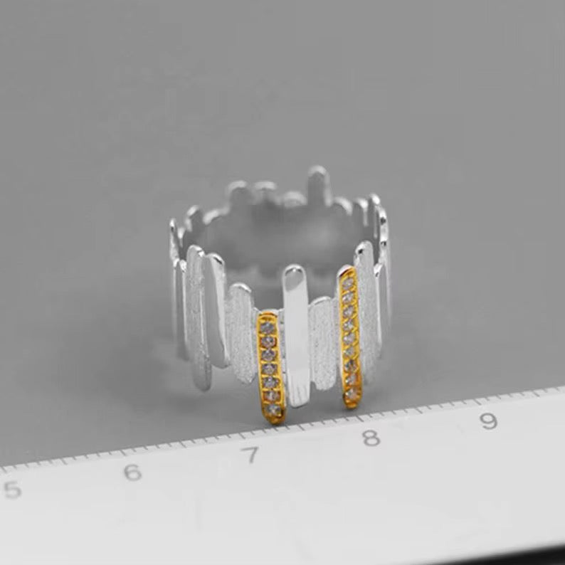 Two-Tone Geometric Statement Ring