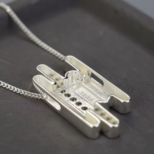 Two-Tone Geometric Bar Pendant Necklace