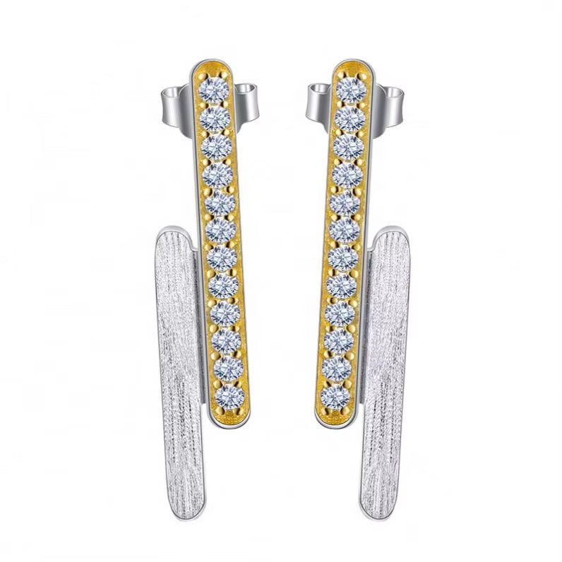 Two-Tone Sparkling Bar Earrings
