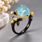 Sky Blue Botanical Statement Ring