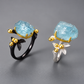 Sky Blue Botanical Statement Ring