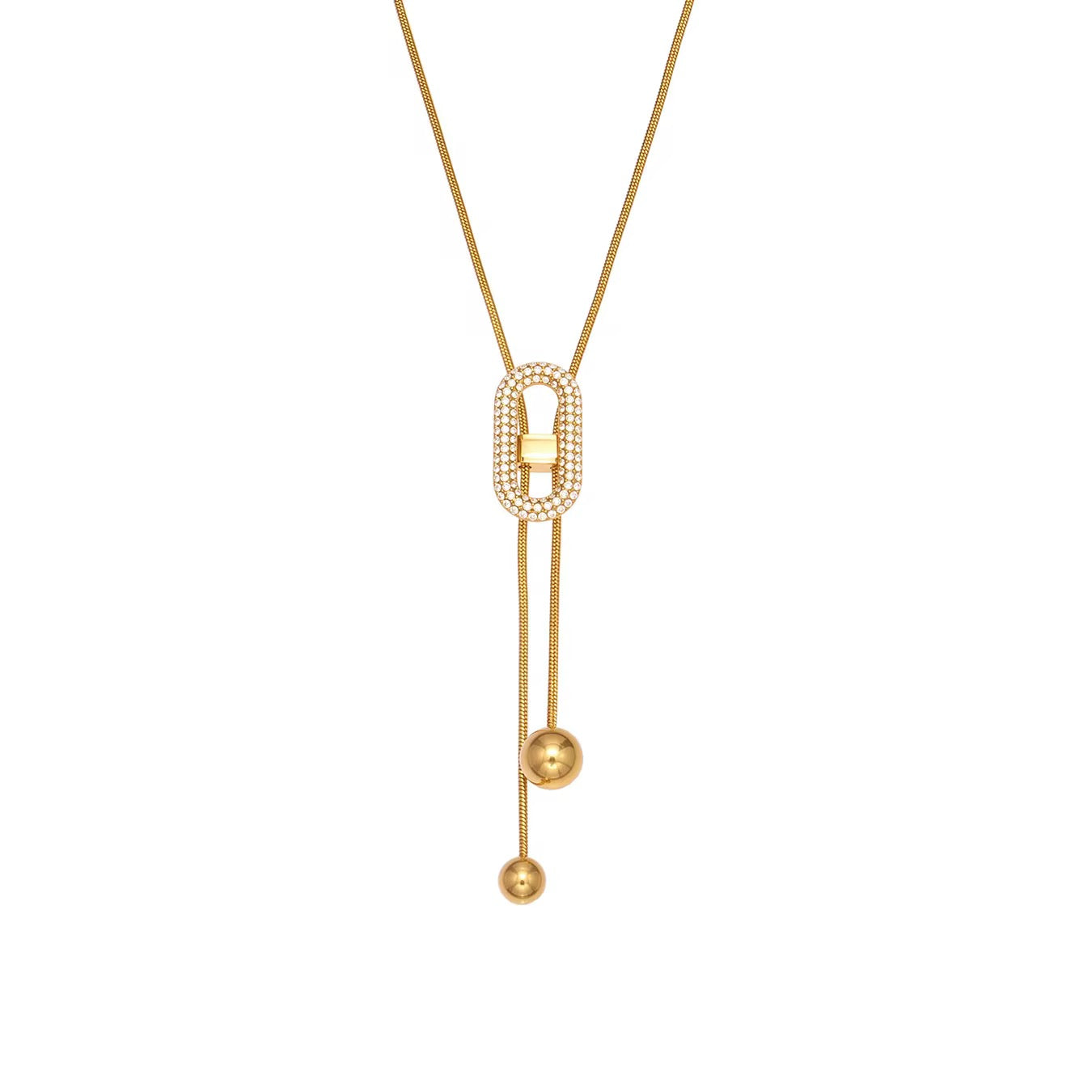 Golden Lock Lariat Necklace