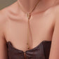 Golden Lock Lariat Necklace